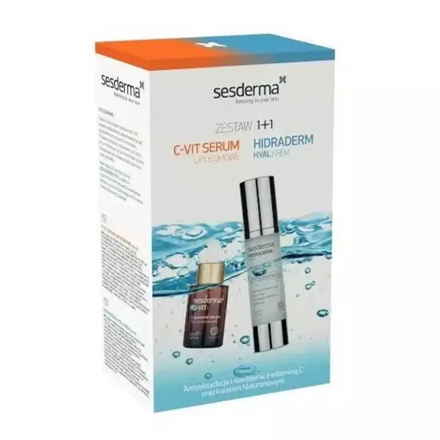 Set Tinh Chất Sesderma Hidraderm Hyal Cream + C-vit 5 Serum Set 2 Món