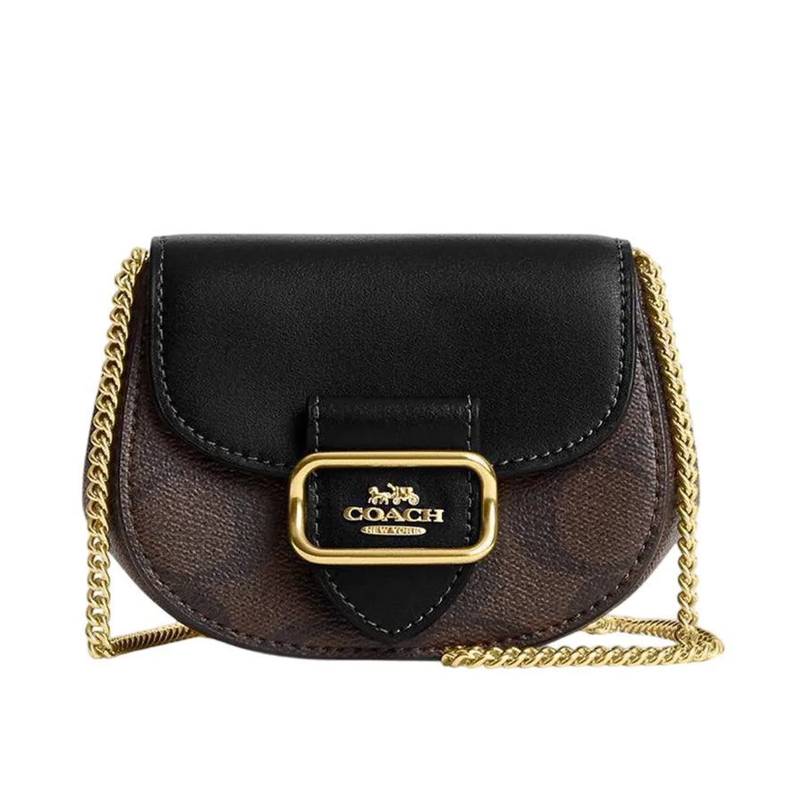 Túi Đeo Chéo Nữ Coach Morgan Card Case On A Chain In Signature Canvas CK439 Màu Nâu/Đen