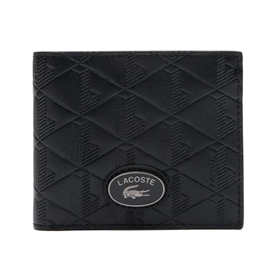 Ví Nam Lacoste Medium Monogram Leather Billfold NH4400MR 000 Màu Đen