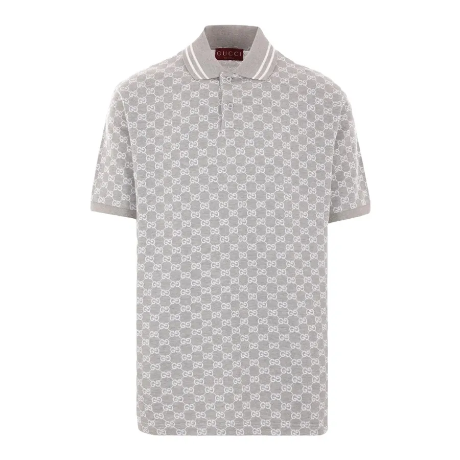Áo Polo Nam Gucci GG Monogram Logo Printed 788024 XJGQX Grey Màu Xám Size XS