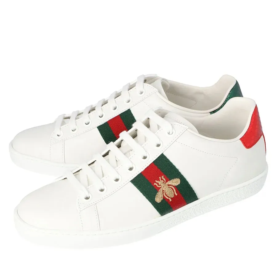 Giày Thể Thao Nam Gucci Ace Embroidered Sneaker White Leather With Bee Màu Trắng Size 40