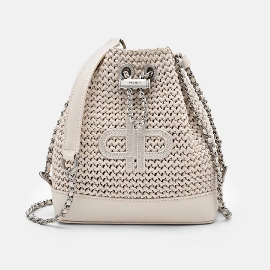 Túi Đeo Chéo Nữ Pedro Icon Raffia Mini Bucket Bag - Chalk PW2-15210022_CHALK_XS Màu Kem