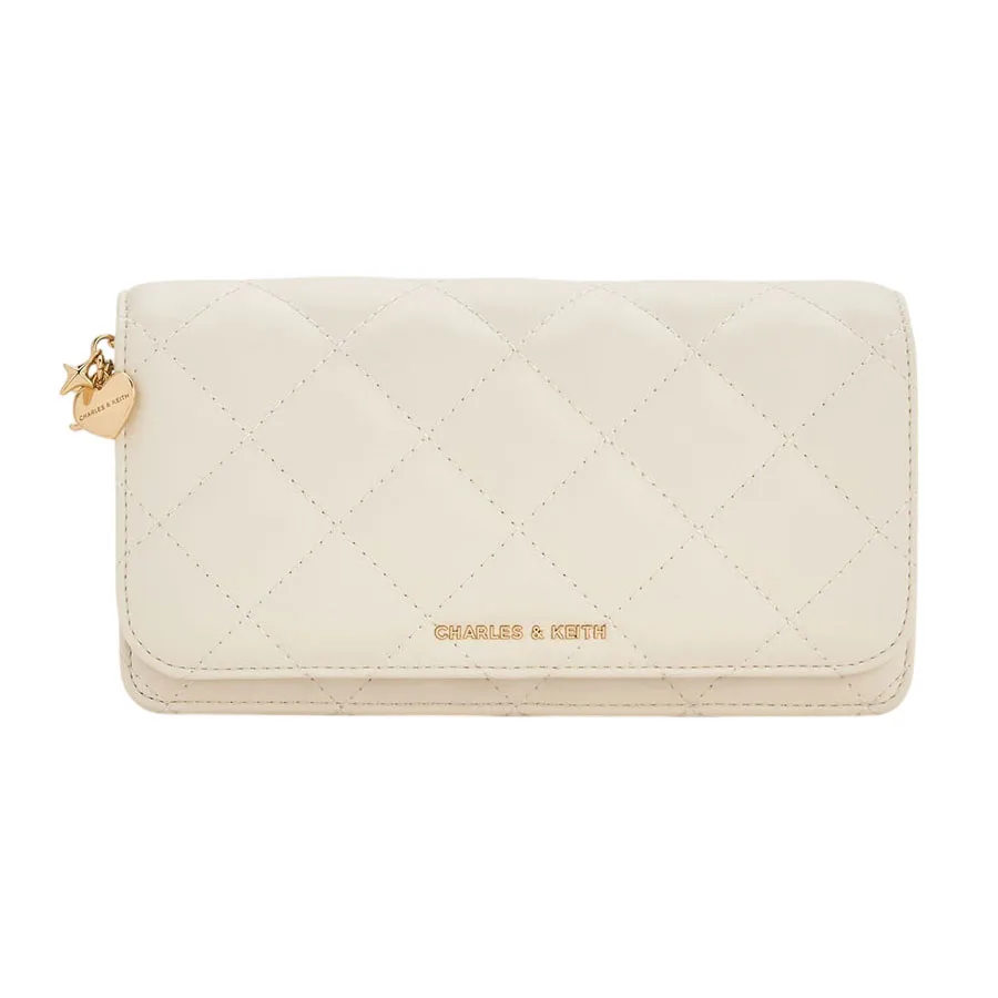 Ví Dáng Dài Nữ Charles & Keith&nbsp;CNK Arrietty Quilted - Cream Wallet CK6-30681237 Màu Cream