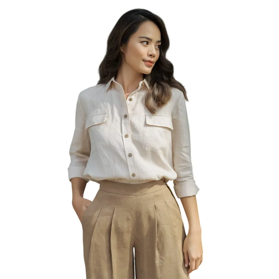Áo Sơ Mi Nữ F2 Fashion & Freedom Linen Back To Work SMW367-K-S-0420 Màu Kem Size S