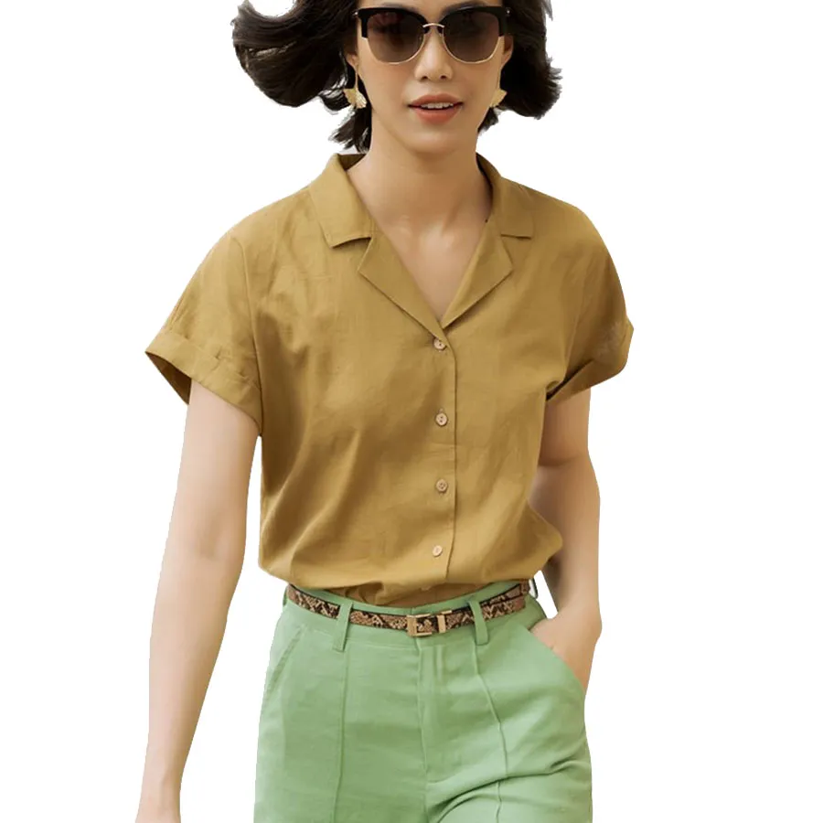 Áo Sơ Mi Nữ F2 Fashion & Freedom Linen New Tune SMW430-NV-S-0820 Nâu Vàng Size S
