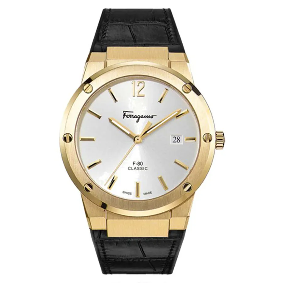 Đồng Hồ Nam Salvatore Ferragamo F-80 Classics Gol SFDT02021 Màu Vàng (Dây Da Đen)