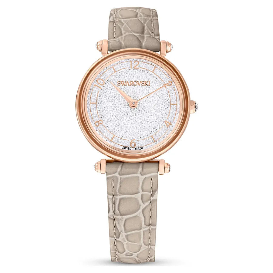 Đồng Hồ Nữ Swarovski Crystalline Wonder Watch Swiss Made, Leather Strap, Beige, Rose Gold Tone Finish 5656899 Màu Xám