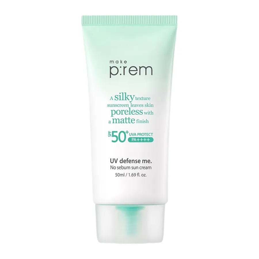 Kem Chống Nắng Nâng Tone Trắng Sáng Make P:rem UV Defense Me No Sebum Sun Cream SPF50+ PA++++ 50ml