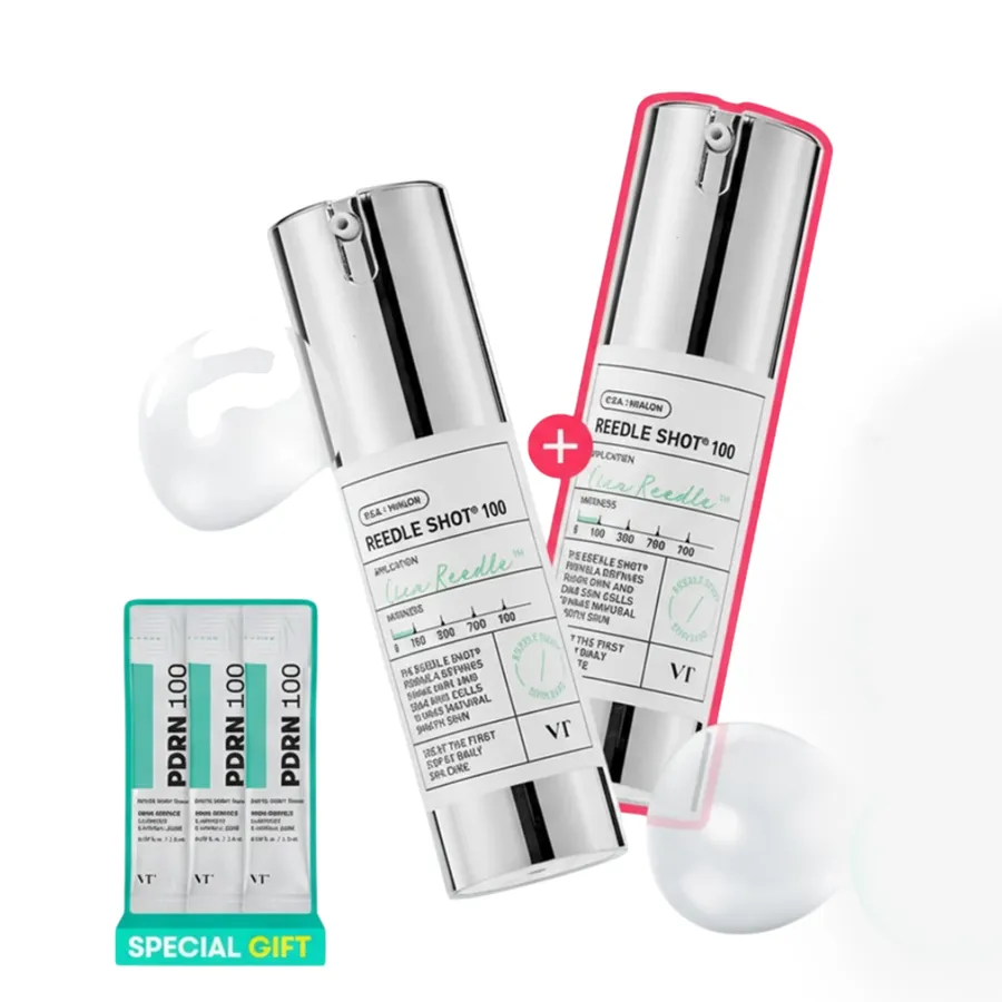 Set Tinh Chất VT Cosmetics Reedle Shot 100 Essence Double Pack 30ml + 3 Sample Essence 100 1.5ml