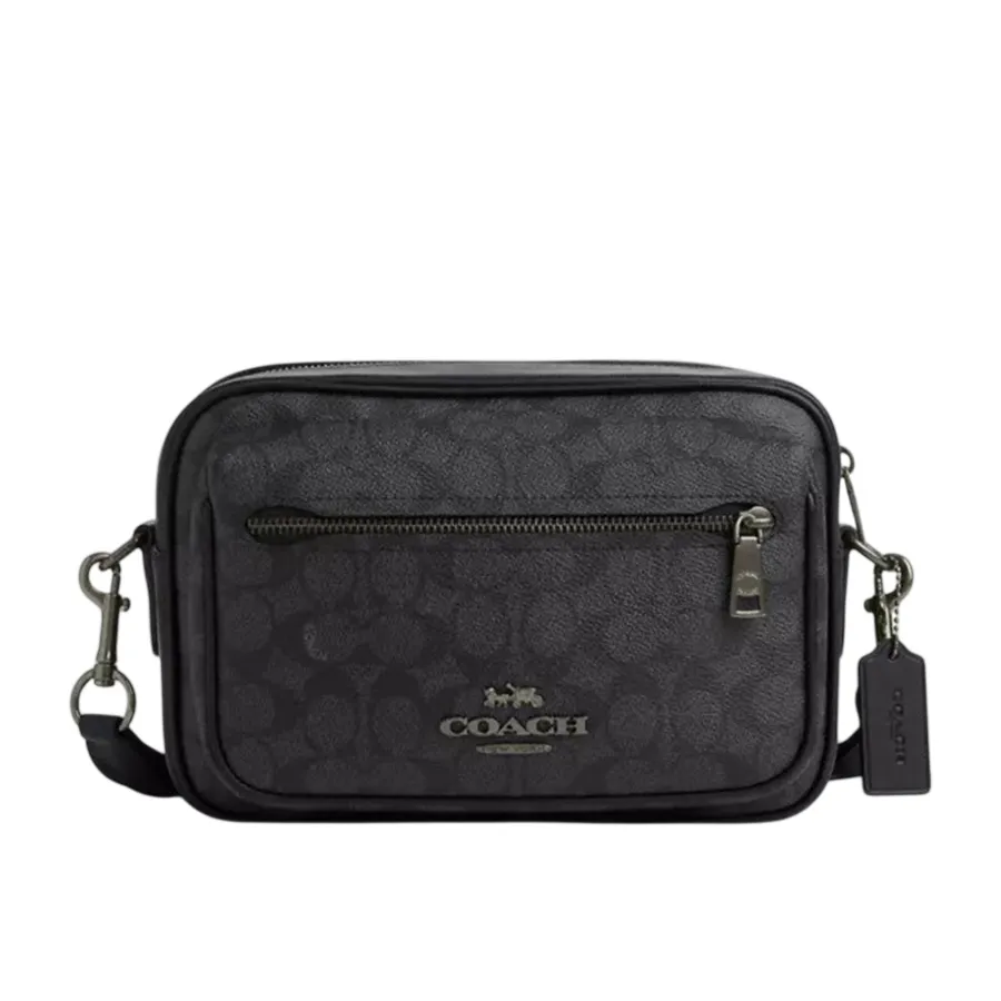Túi Đeo Chéo Nam Coach Elias Crossbody In Signature Canvas CZ401 Gunmetal/Charcoal/Black Màu Đen/Xám