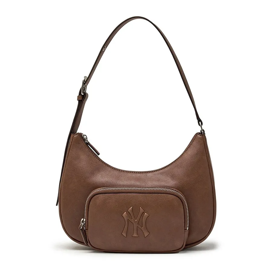 Túi Đeo Vai Nữ MLB Basic Vintage Logo Hobo Bag New York Yankees 3ABQV026N-50BRS Màu Nâu Size 14