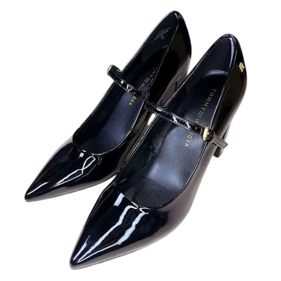 Giày Cao Gót Nữ Tommy Hilfiger Aveniz High Block Heel Mary Jane Pumps Black Màu Đen Size 38.5