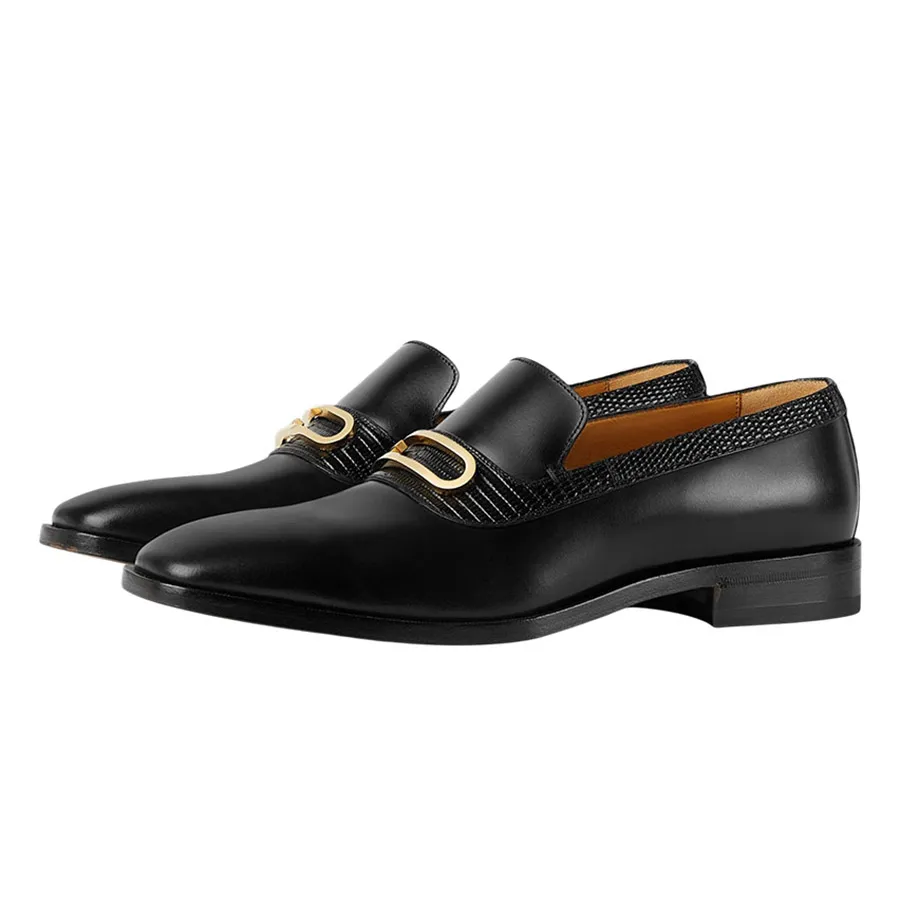 Giày Lười Nam Gucci Loafer With Geometric G 750304AACBM-1000 Màu Đen Size 39