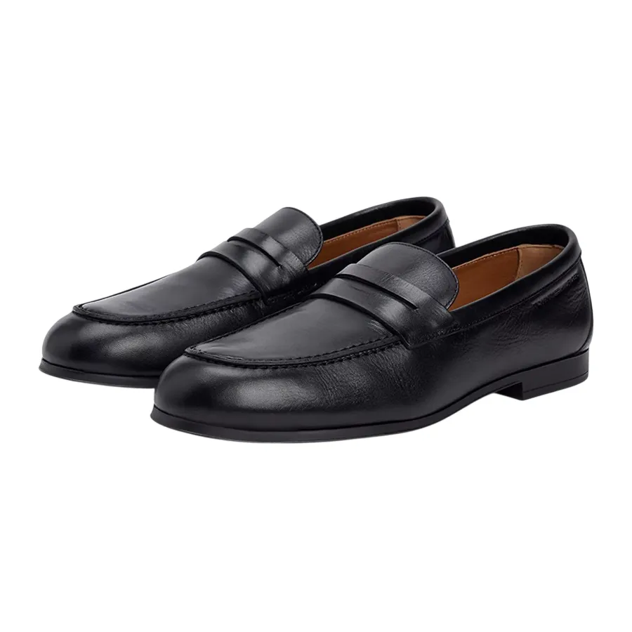Giày Lười Nam Tommy Hilfiger Leather Loafer 05849 Màu Đen Size 40