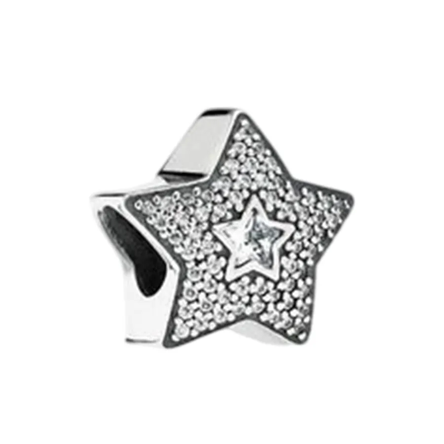 Hạt Vòng Charm Nữ Pandora Pave Wishing Star 791384CZ Màu Bạc