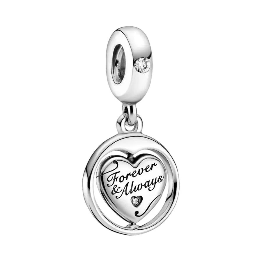 Hạt Vòng Charm Nữ Pandora Spinning Forever & Always Soulmate Dangle Sterling Silver 799266C01 Màu Bạc