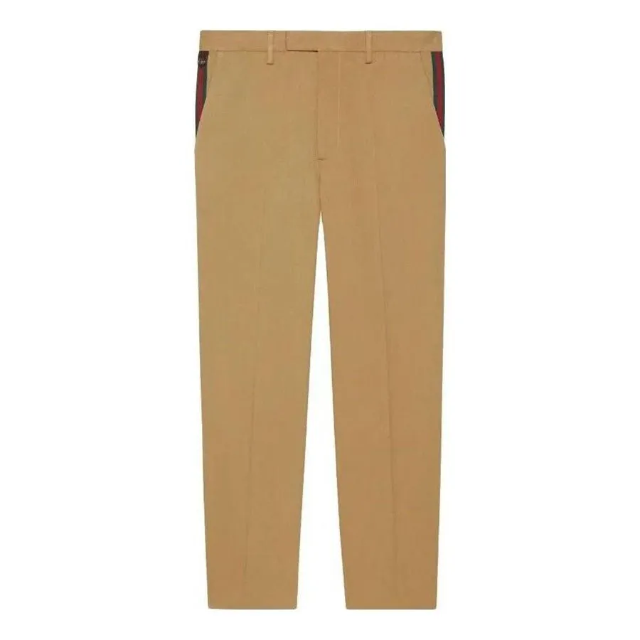 GUCCI ウェブ ストライプ コットンアンクルパンツ 668588 Z8AQY Quần Dài Nam Gucci 668588 Z8AQY 9727 Màu Khaki Size 44 | Vua Hàng Hiệu