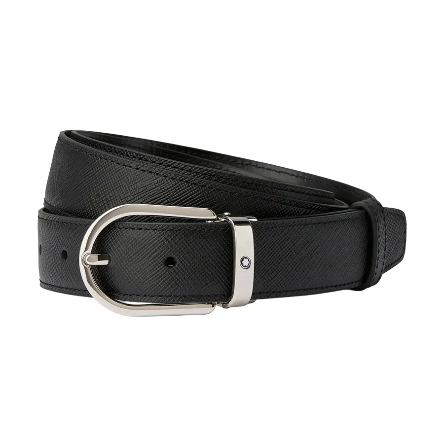 Thắt Lưng Hai Mặt Montblanc Reversible Leather Belt Độ Rộng Bản 3cm Màu Đen