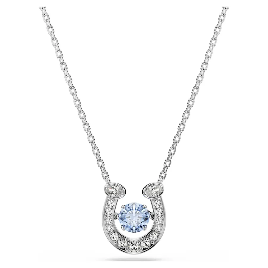 Dây Chuyền Nữ Swarovski Symbolica Pendant Round Cut Pavé Horse Shoe Blue Rhodium Plated Màu Bạc Xanh