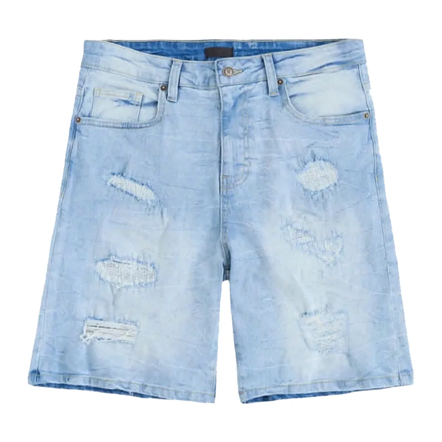 Quần Short Jean Nam Reason Medium Bleu Wash Rách RCS6SM-511 Màu Xanh Nhạt Size 30