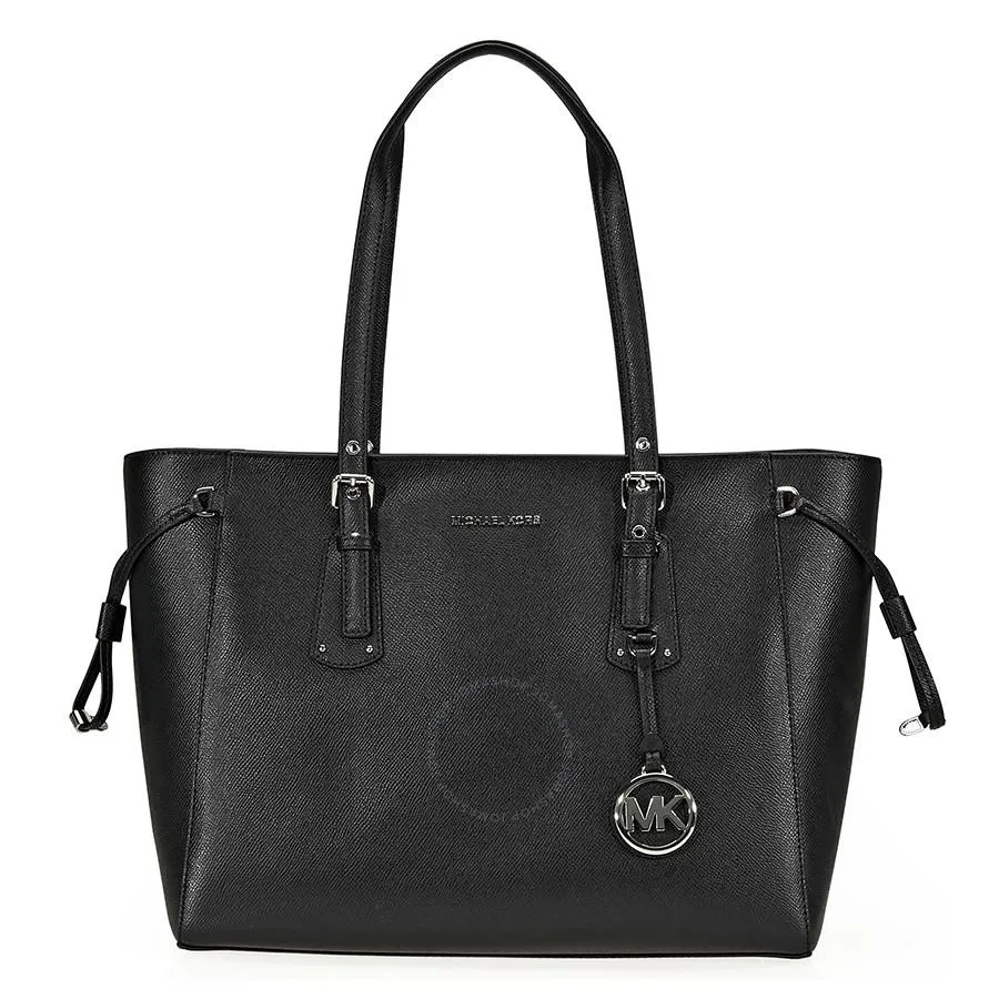 Túi Tote Michael Kors MK Voyager Medium Leather Tote - Black Màu Đen