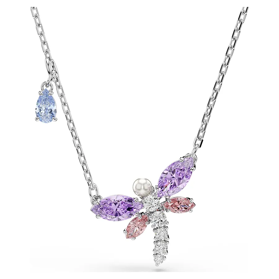 Dây Chuyền Nữ Swarovski Ariana Grande x Swarovski Pendant Mixed Cuts, Dragonfly, Multicolored, Rhodium Plated 5737383 Màu Bạc