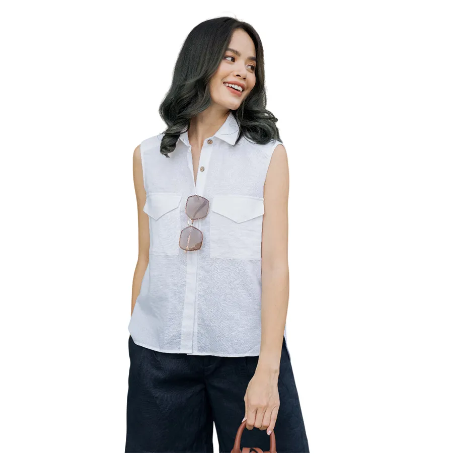 Áo Sơ Mi Kiểu Nữ F2 Fashion & Freedom Linen AK377-T-S-0520 Màu Trắng Size S