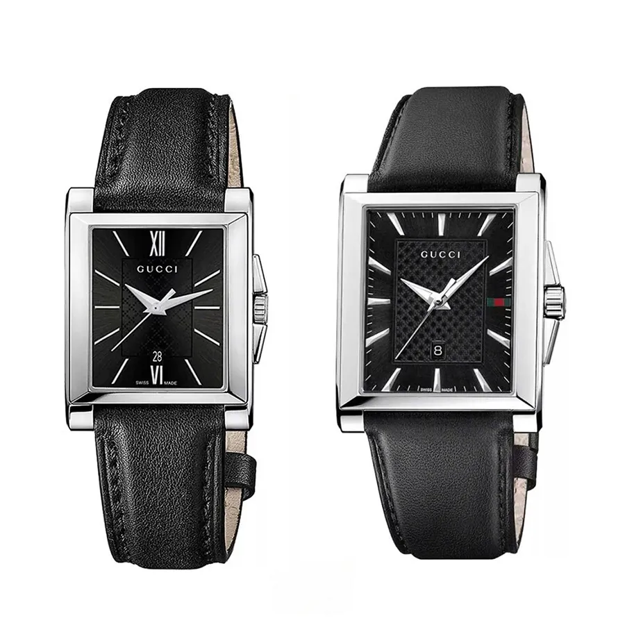 Đồng Hồ Đôi Gucci 138 Rectangle Watch Màu Đen