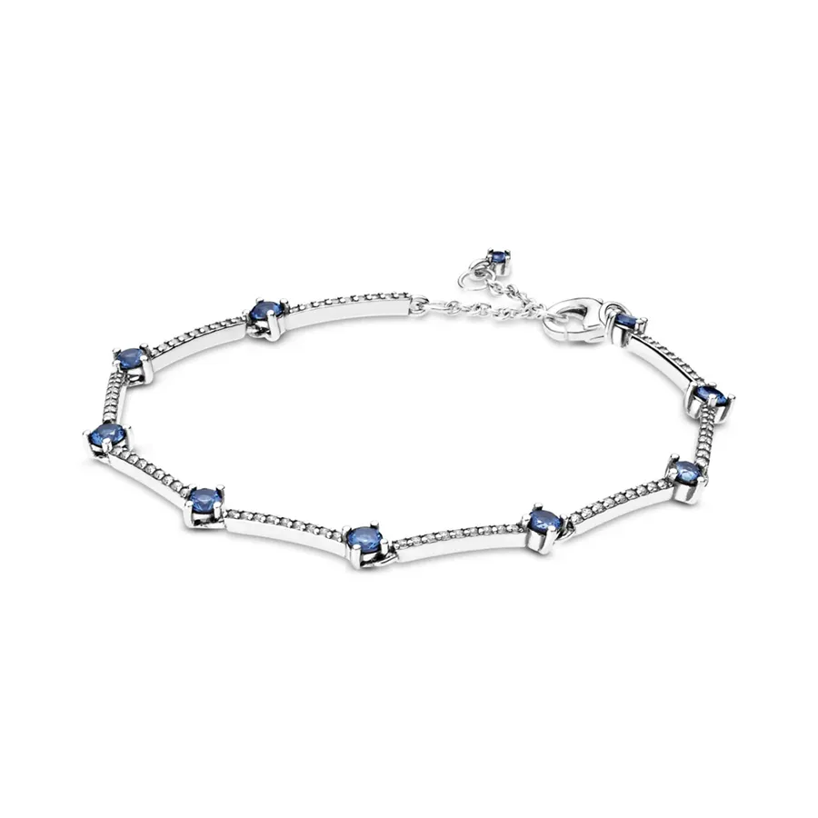 Vòng Đeo Tay Nữ Pandora Sparkling Pavé Bars Bracelet 599217C01 Màu Bạc/Xanh Size 18