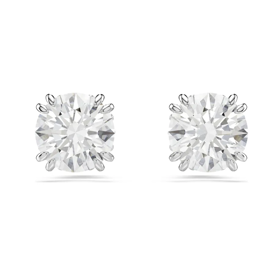 Khuyên Tai Nữ Swarovski Stilla Stud Earrings Round Cut, White, Rhodium ...