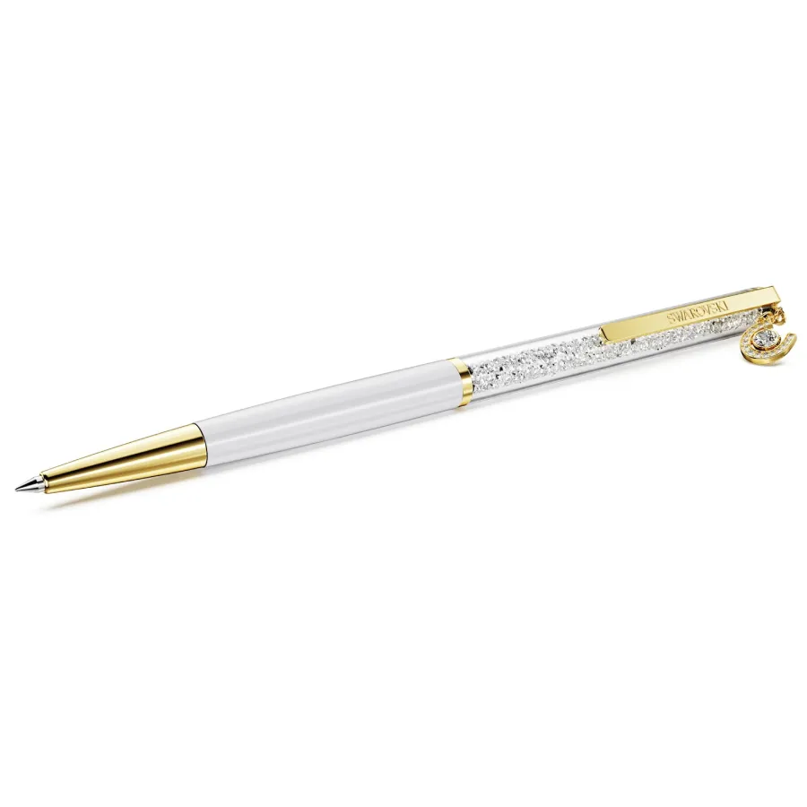 Bút Bi Swarovski Crystalline Ballpoint Pen Horse Shoe, White Lacquered, Gold-tone Plated 5740699 Màu Vàng Phối Trắng