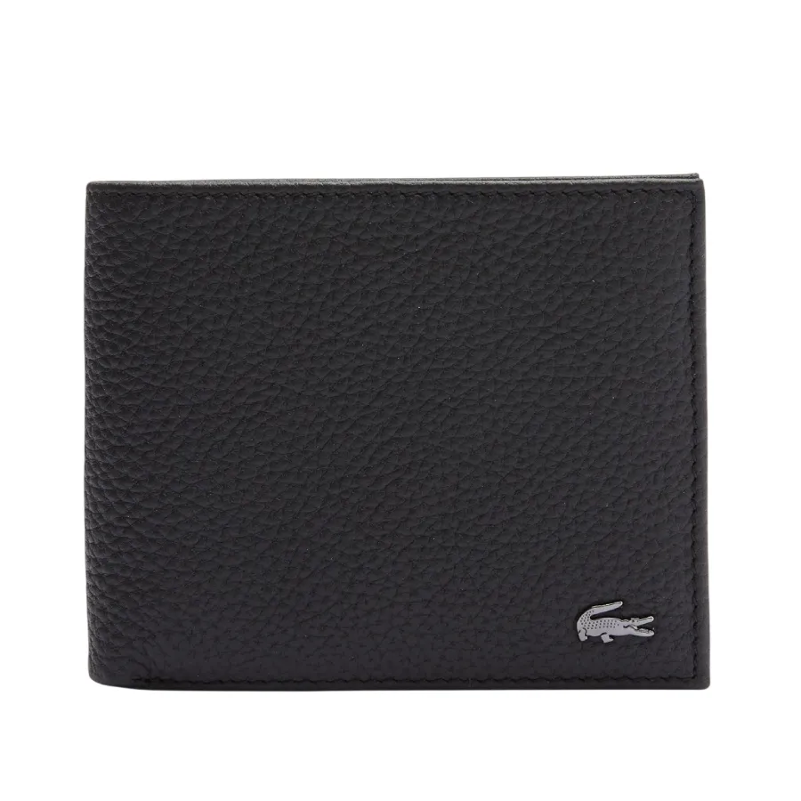 Ví Nam Lacoste Crocodile Matte Grained Leather Horizontal Trifold Wallet NH47740R Màu Đen