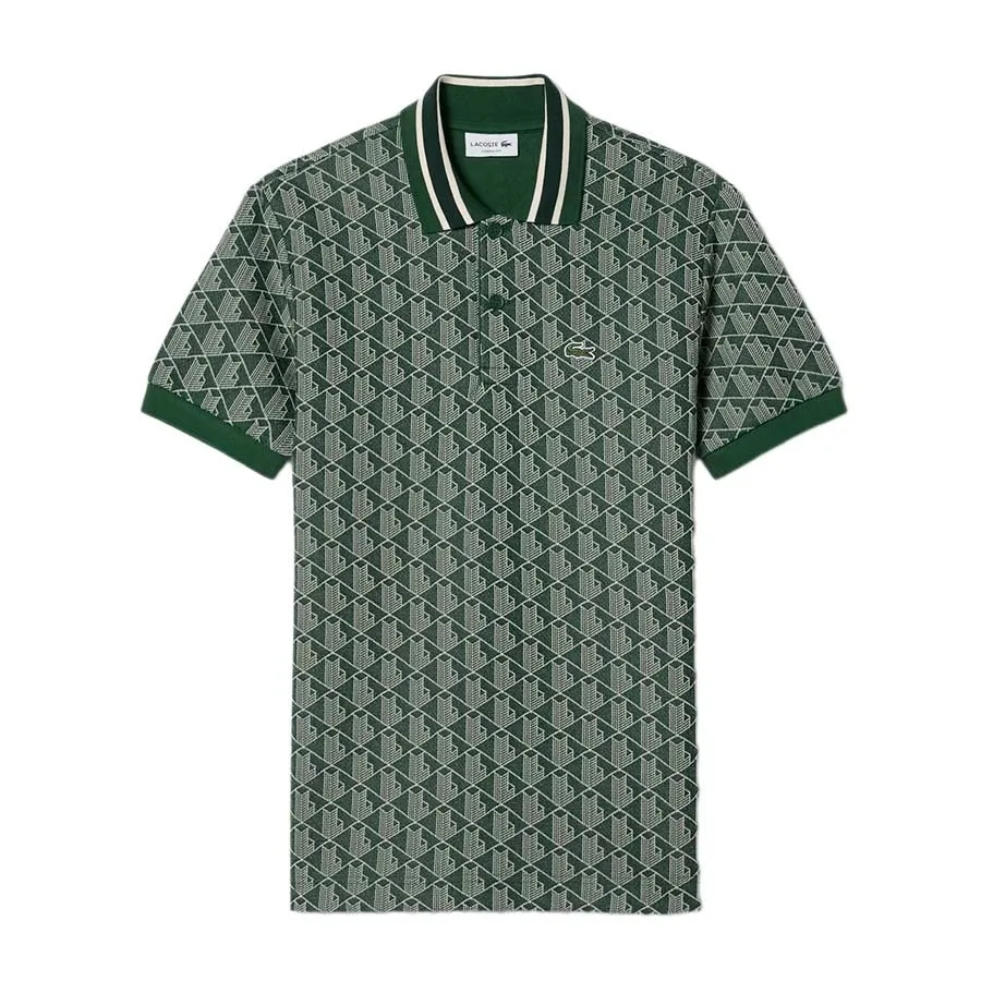 Áo Polo Nam Lacoste Classic Fit Contrast Collar Monogram Green DH1417 D1R Màu Xanh Lá Size S