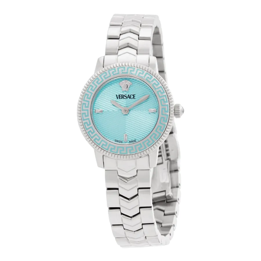Đồng Hồ Nữ Versace V-Icon Quartz Turquoise Dial Ladies Watch VEUCA0324 Màu Xanh Bạc