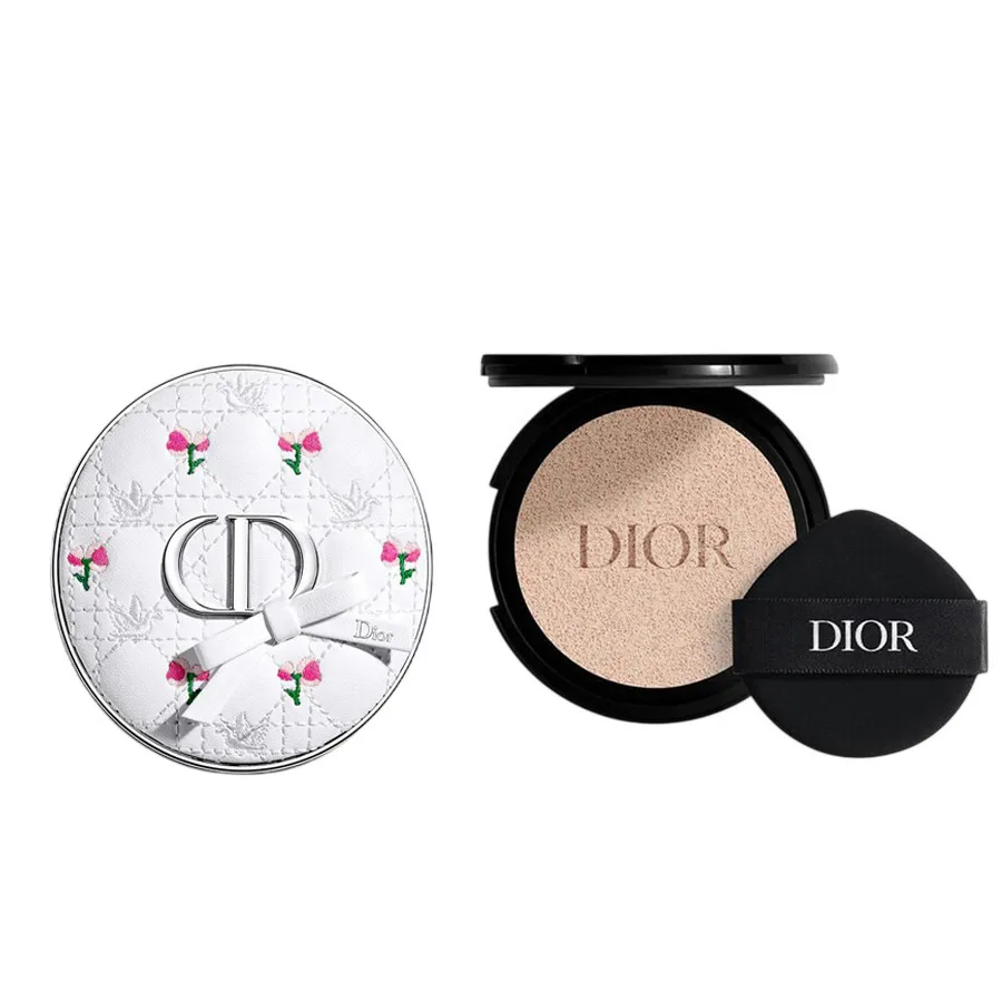 Combo Case Dior Forever Flowery Bow + Lõi Phấn Nước Dior Forever Cushion Matte Tone 0.5N