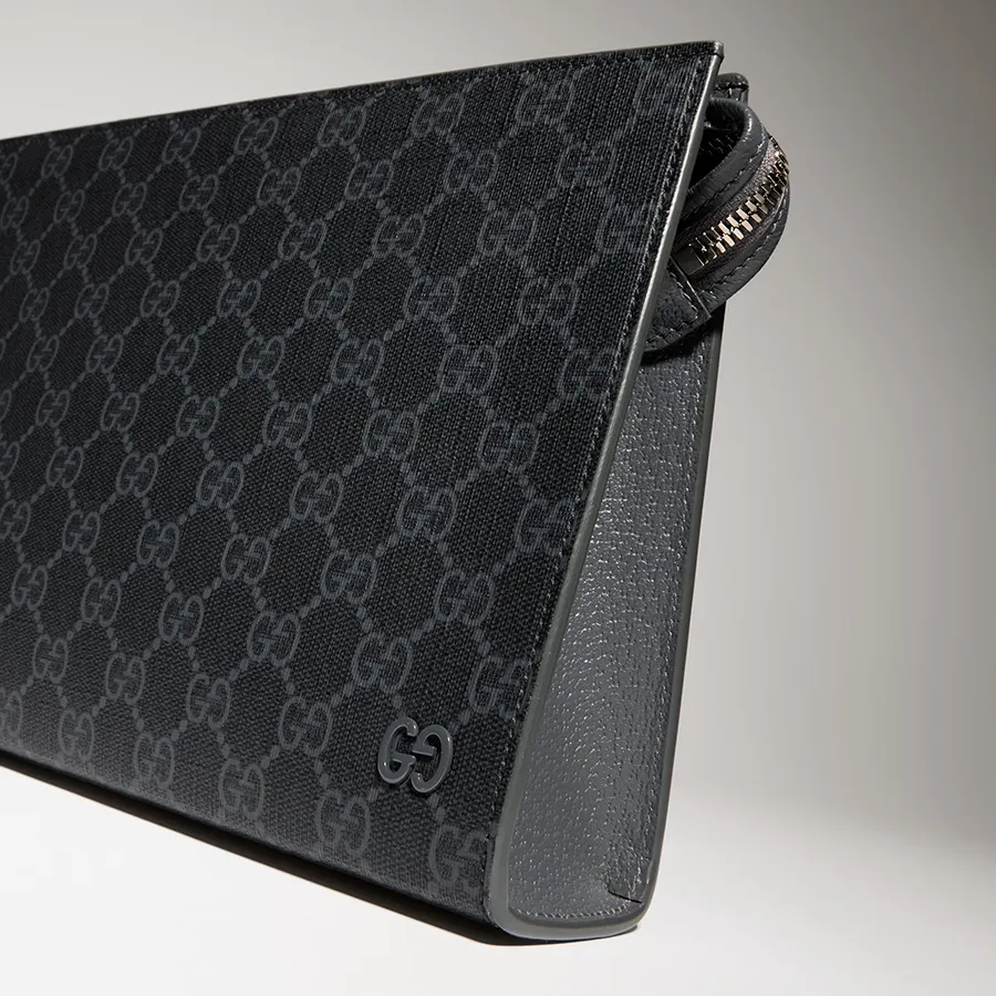 Túi Cầm Tay Gucci Grey Trim Medium Pouch ‎768255 FACQC 1048 Màu
