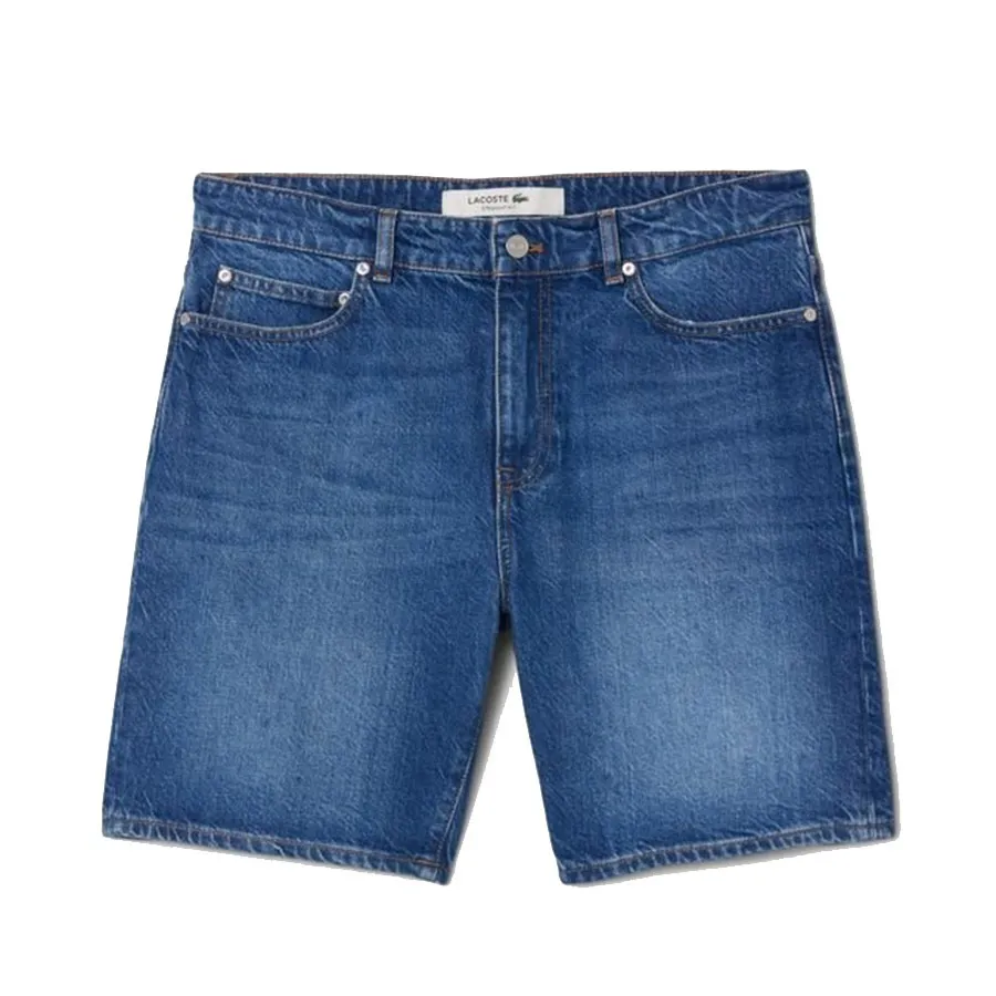 Quần Short Nam Lacoste Straight Fit Denim Bermuda FH9932 MK9 Màu Xanh Denim Size 40
