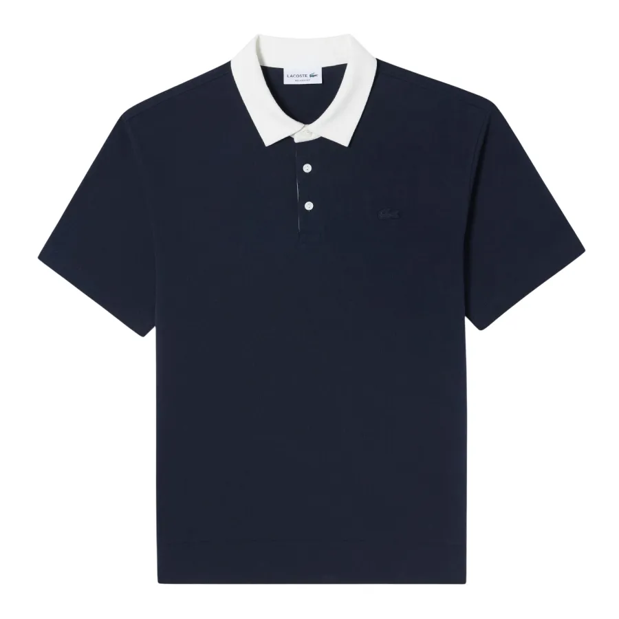 Áo Polo Nam Lacoste Milano Contrast Collar Relaxed Fit Navy Blue PH644E 166 Màu Xanh Đen Size 3