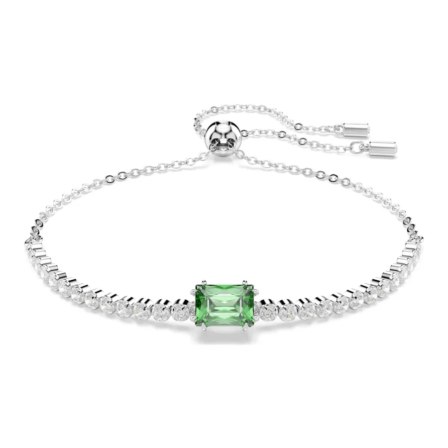 Vòng Đeo Tay Nữ Swarovski Matrix Bracelet Mixed Cuts, Green, Rhodium Plated 5693411 Màu Bạc