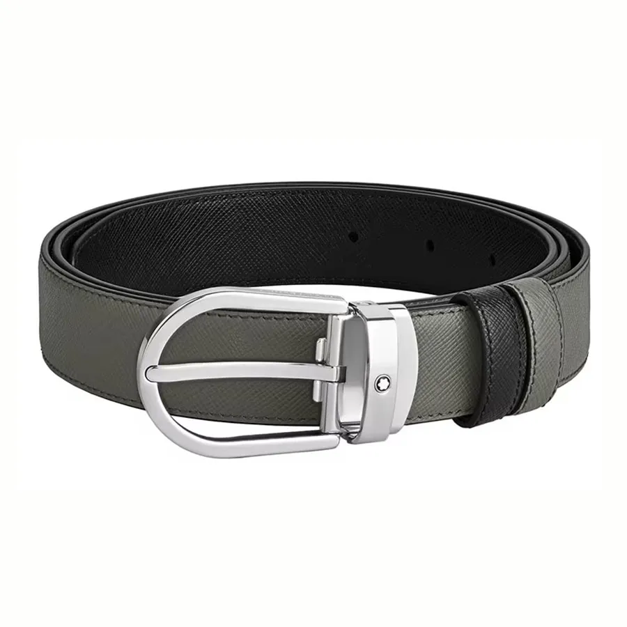 Thắt Lưng Nam MontBlanc Horseshoe Buckle ‘Black’ 220019 Màu Xám Đen