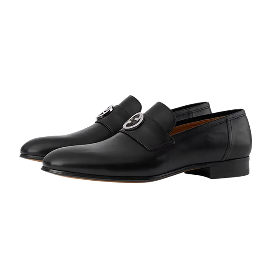 Giày Tây Nam Gucci Interlocking G Loafer Black Leather 730134-06F00-1000 Màu Đen Size 6