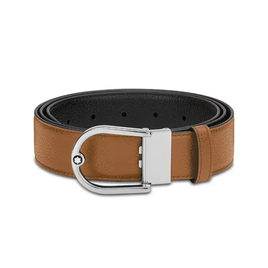 Thắt Lưng Nam Montblanc Reversible Leather Horseshoe Buckle Belt Caramel Màu Nâu