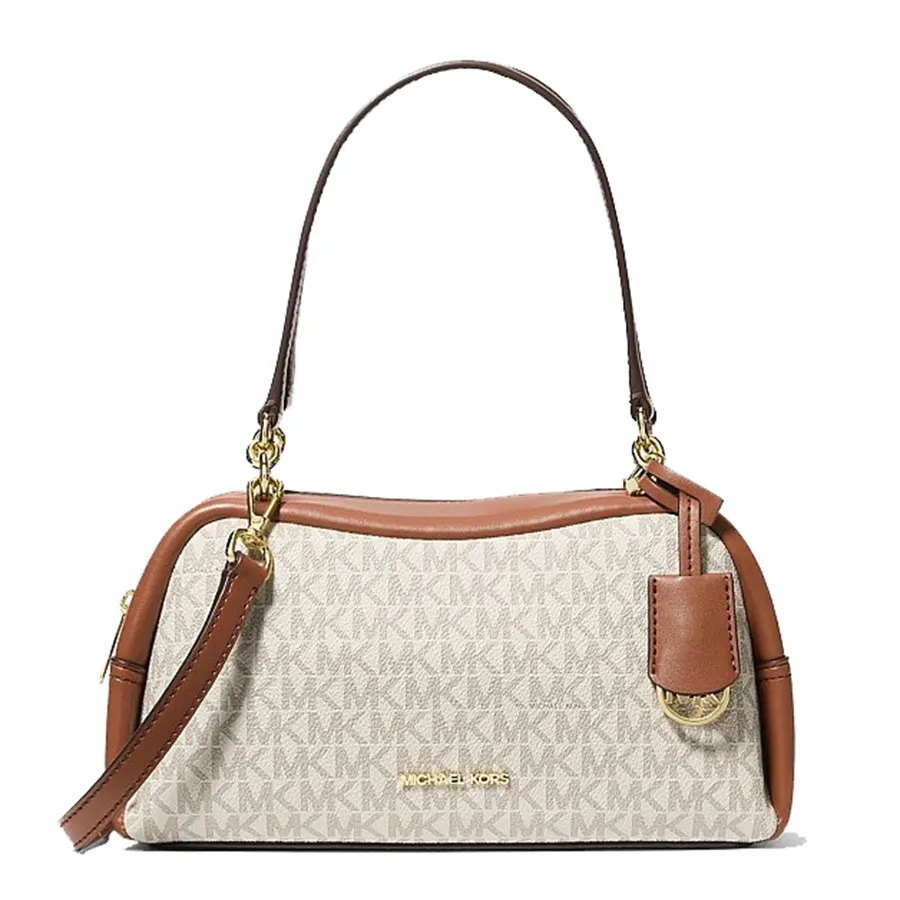 Túi Đeo Vai Nữ Michael Kors MK Cecily Small Signature Logo Shoulder Bag 35F5G8CL1B Màu Trắng Nâu