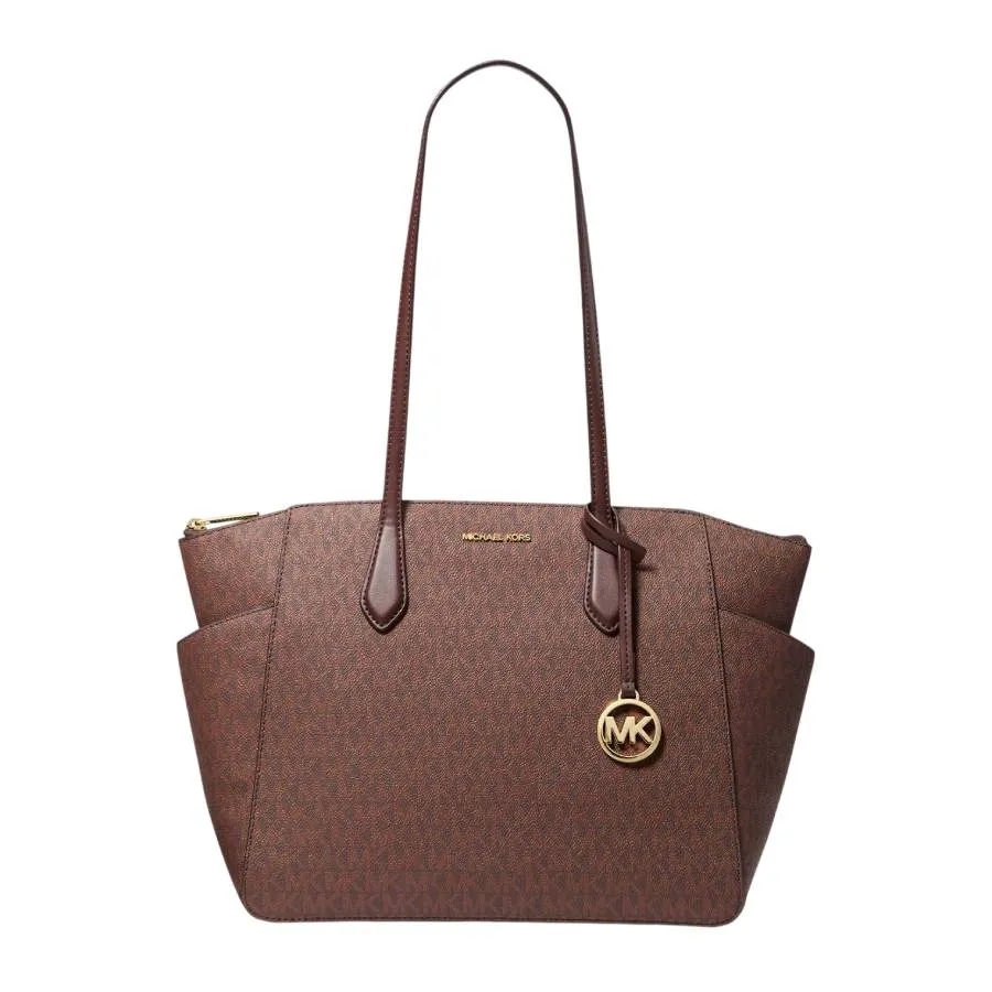 Túi Tote Nữ Michael Kors MK Marilyn Medium Signature Logo Tote Bag 35F6G6AT2V Màu Nâu Đậm