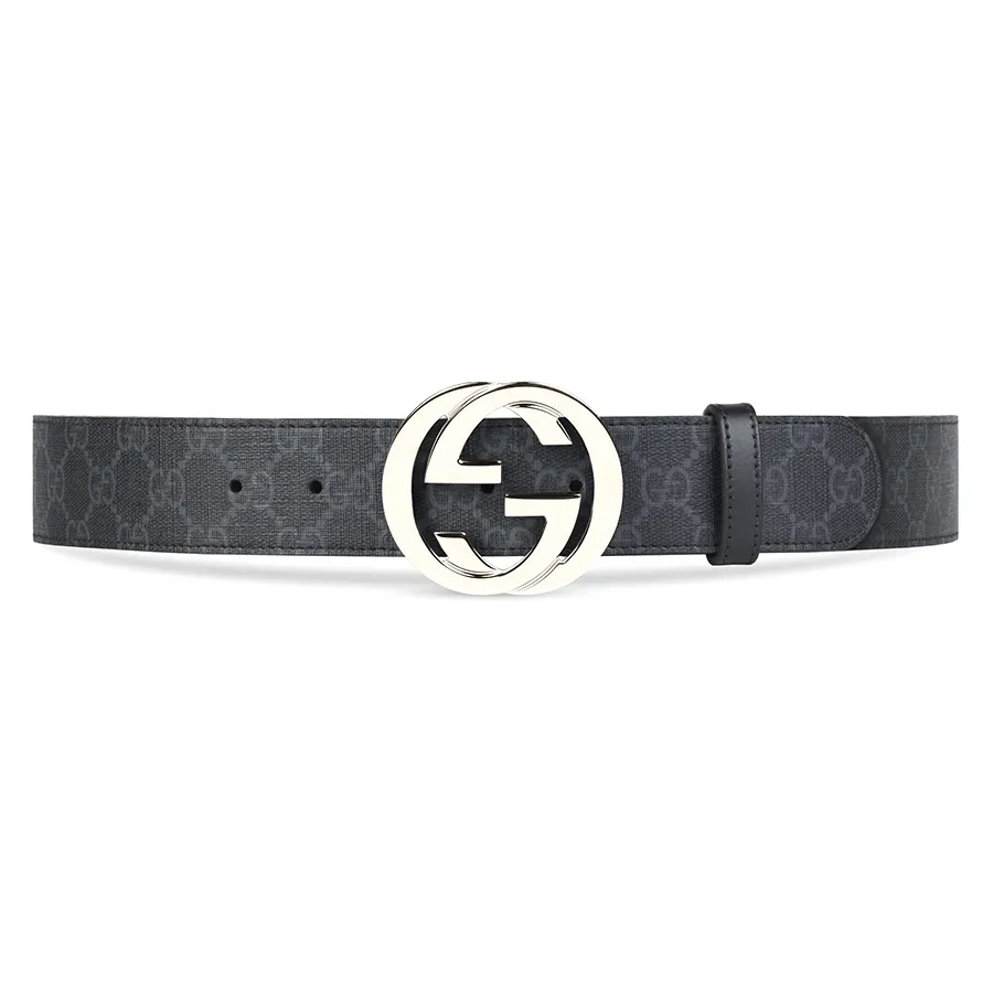 Thắt Lưng Nam Gucci GG Supreme Belt With G Buckle 411924 KGDHX 8449 Màu Xám Đen Size 90