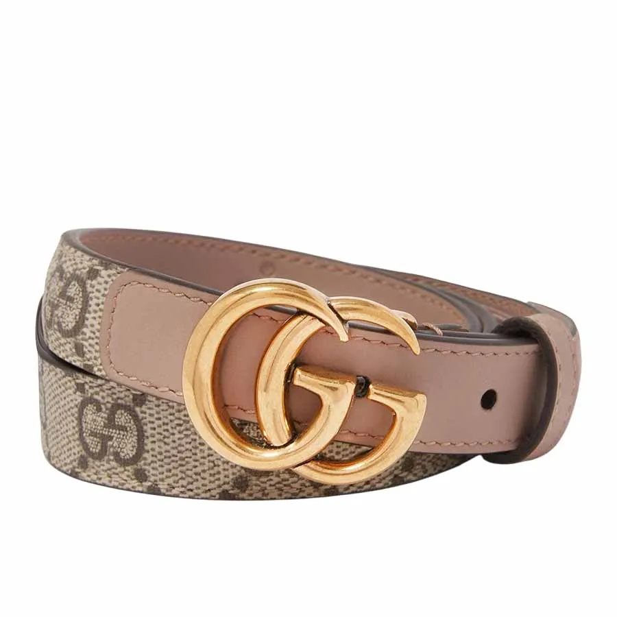Thắt Lưng Nữ Gucci GG Marmont Thin Belt In Leather Màu Be Size 70 D-NNL