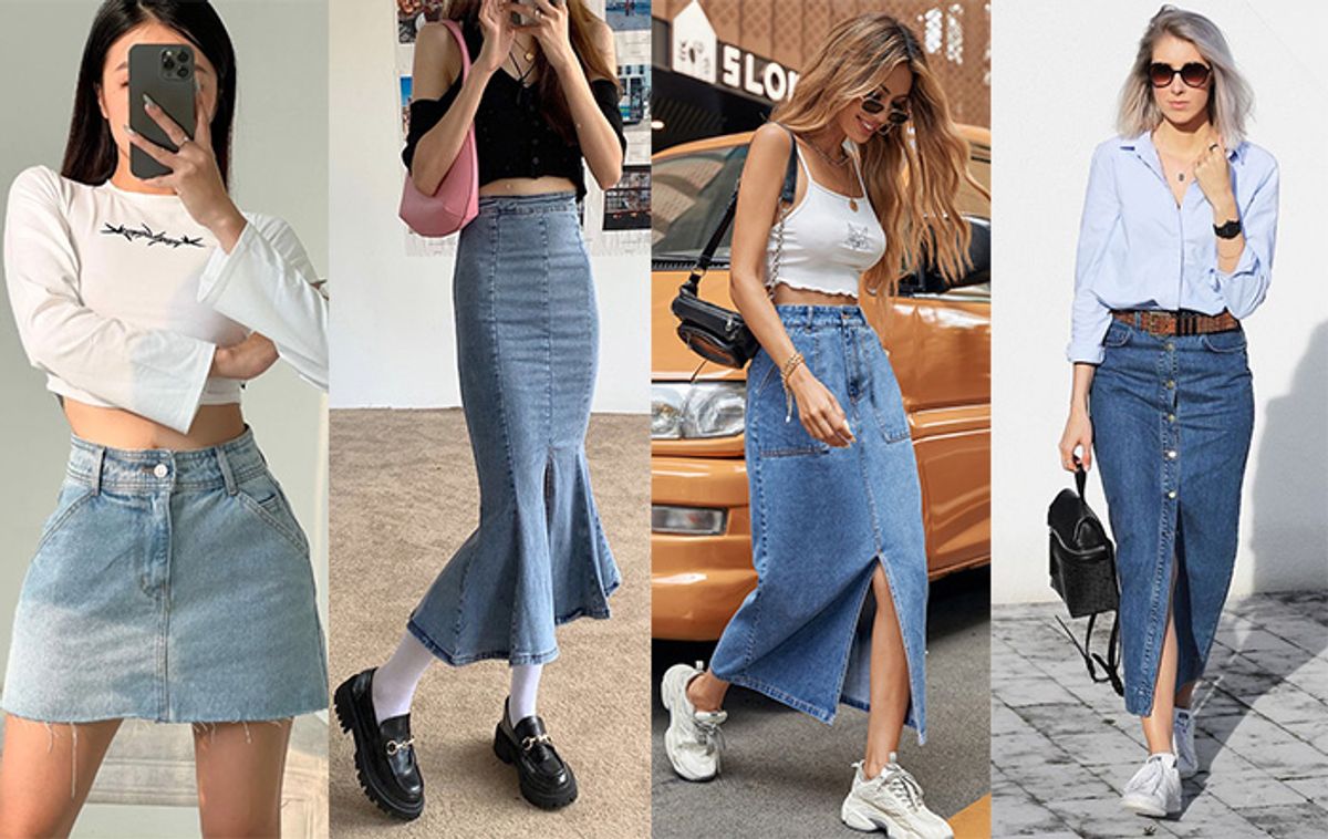 16 Cách phối chân váy jean dài cực trẻ trung sành điệu
