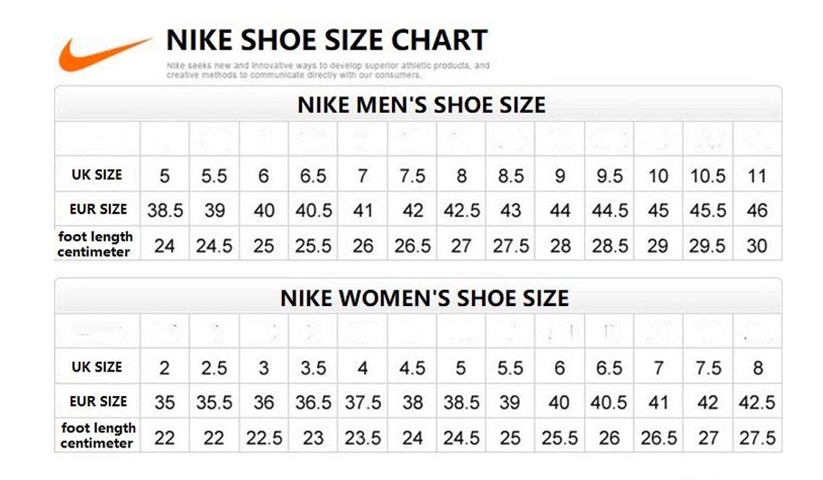 Bảng size giày Nike nam nữ chuẩn nhất