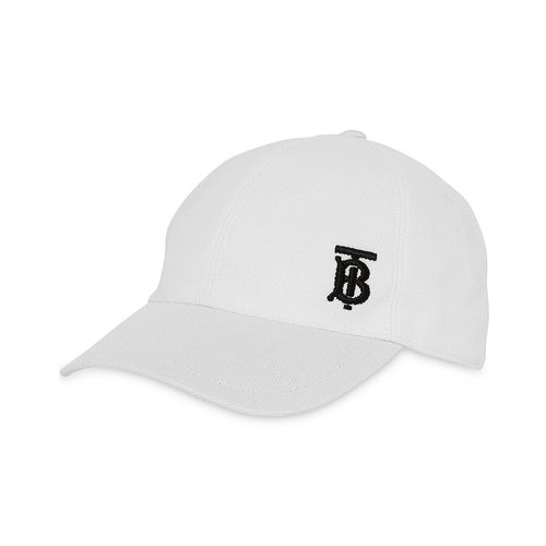 Mũ Burberry Monogram Pique Baseball Cap In White Màu Trắng