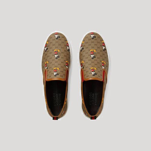 Giày Gucci Disney Mickey Slip-On Sneakers Màu Nâu Size 40